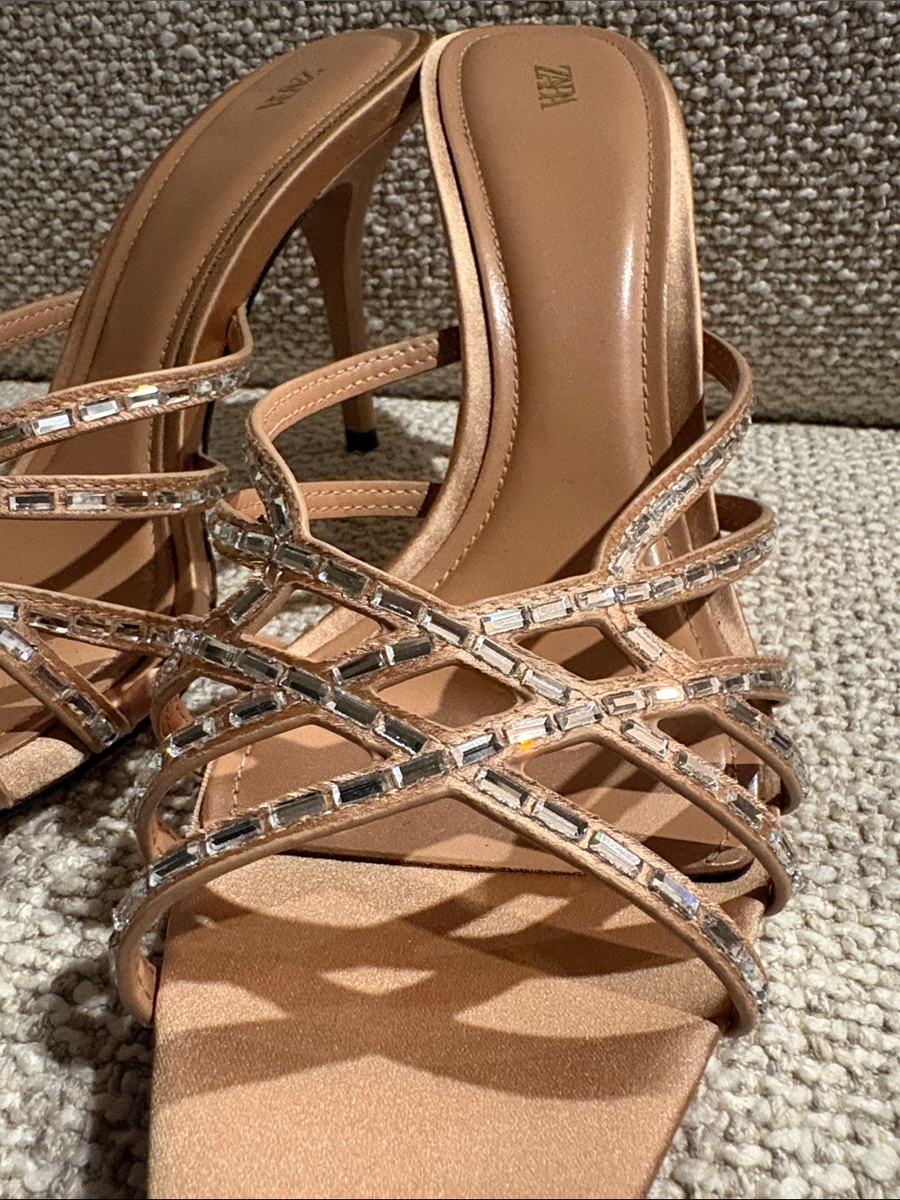 Zara Rhinestone Strappy Heeled Sandals ✨ 39 nwot - Picture 3 of 6